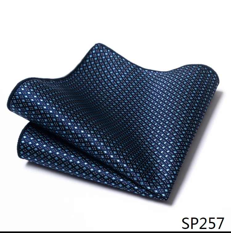 High Grade Brand Silk Kerchief Man Dark Blue Striped April Fool's Day Fit Formal Party Pocket Square Handkerchiefs Suit Hanky