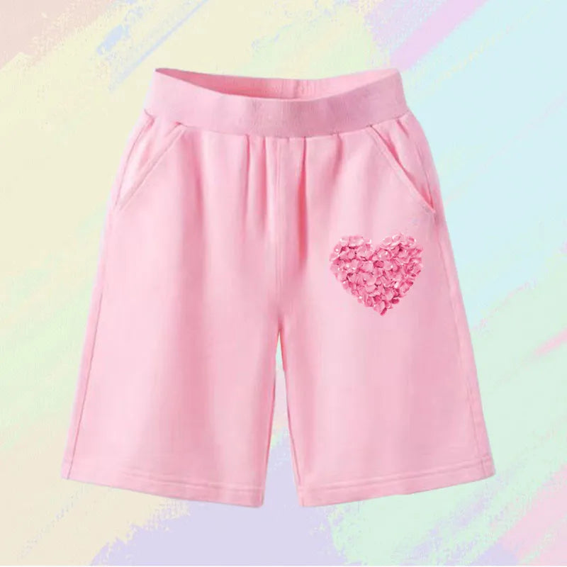 2023 Girls Summer Cat Ear Print Shorts Kids Elastic Waist Beach Short with Pocket Sports Short Pants Kids Cute Clothes 3-14y