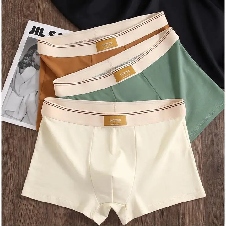 3Pcs Men's Underwear Hombre Panties Boxershorts Comfortable Breathable Cotton Underwear Sexy Underwear Solid Color Boxer Shorts