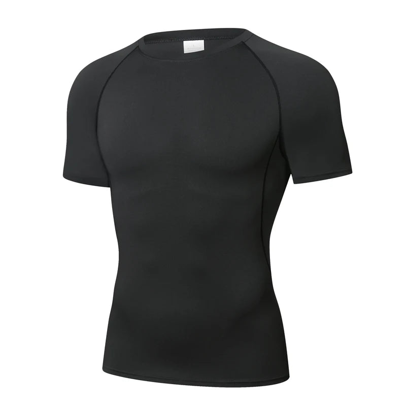 Sports T-shirt men's quick drying short sleeved sports T-shirt top gym fitness tight fitting shirt training running T-shirt men'