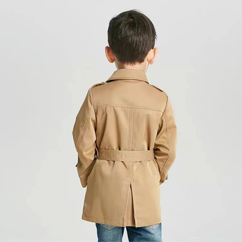 Spring Autumn Children Parka Trench Coats For Boy Fashion Kids Windbreaker Boy Jacket Waistband Teenager 12 Years Boy Outerwear