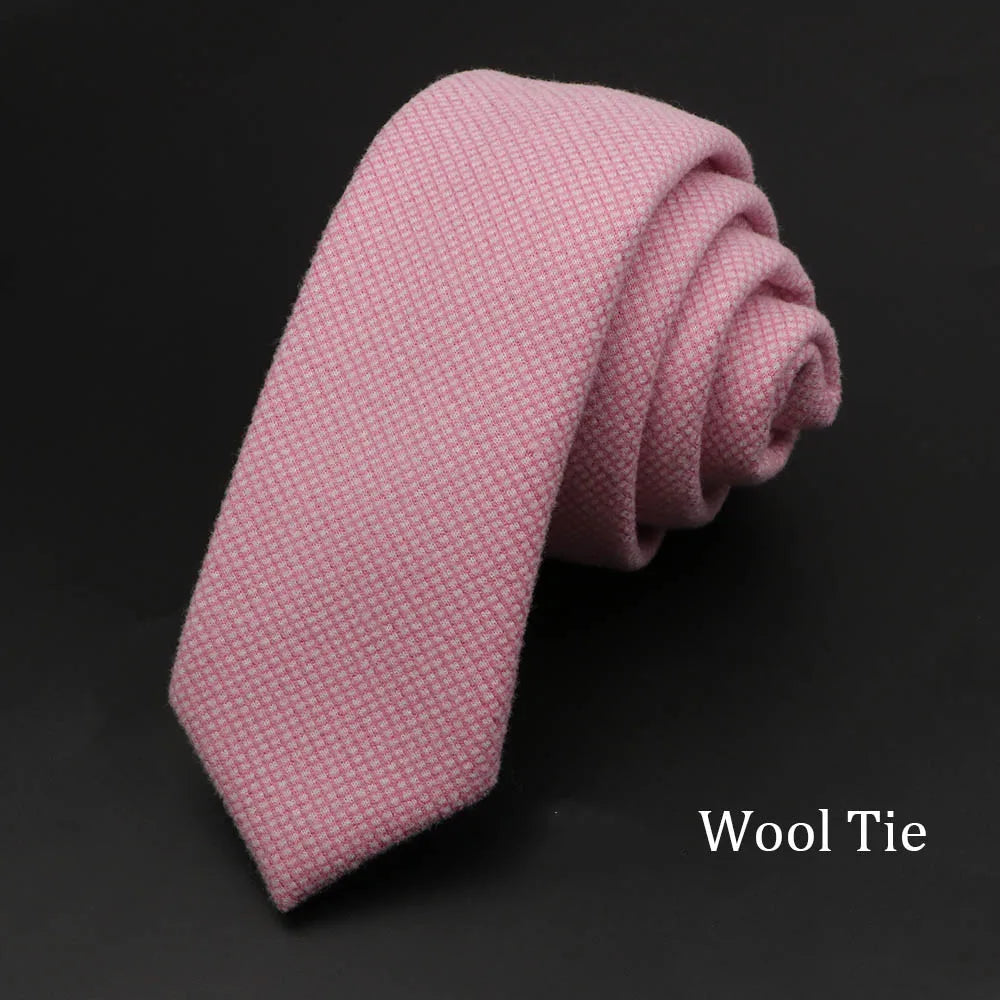 Original High Quality Solid Cotton Handmade Wool Ties Men Necktie Striped Narrow Collar Slim Cashmere Casual Tie Accessories