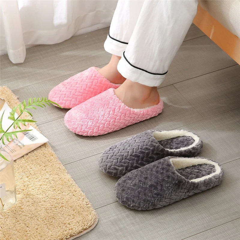 Women Indoor Slippers Plush Warmer Home Female Slipper Autumn Winter House Flat Floor Shoes Home Soft Slient Slides For Bedroom