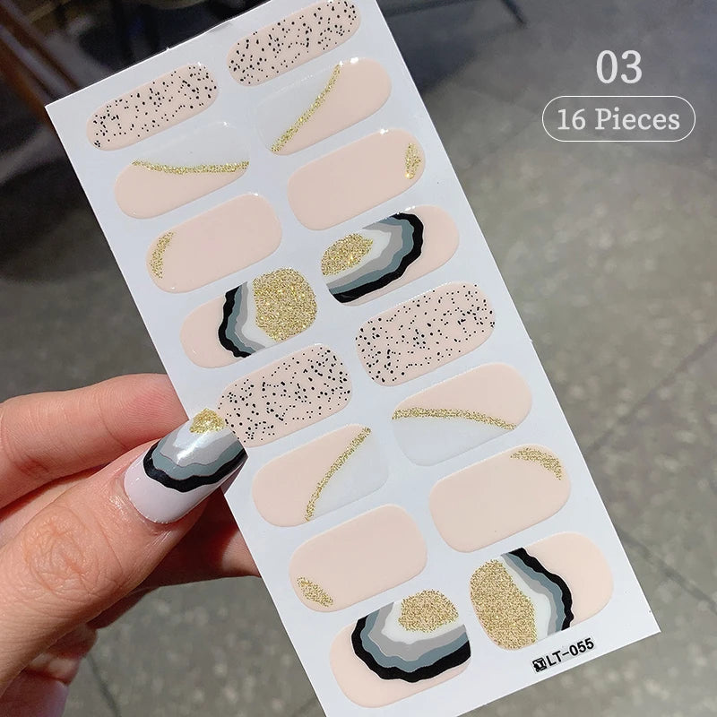 Full Cover Nail Stickers Fashion Nail Polish Nail Decoration Sparkling Glitter Self Adhesive Manicure Designer Nail Art Sticker