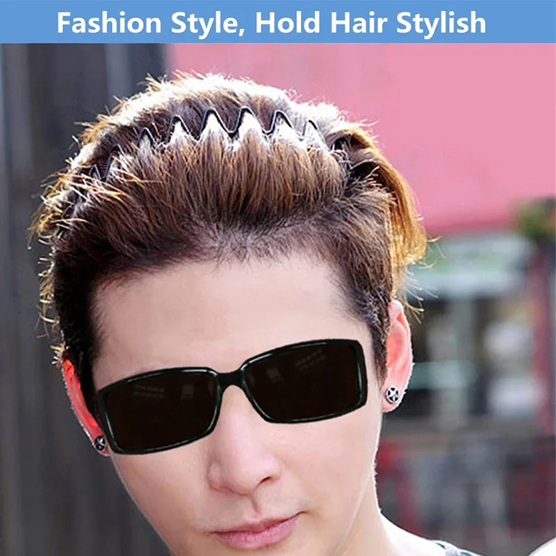 Unisex Black Elastic Non Slip Simple Metal Headbands For Men Women Wavy Hairband Spring Hair Hoop Fashion Hair Accessories