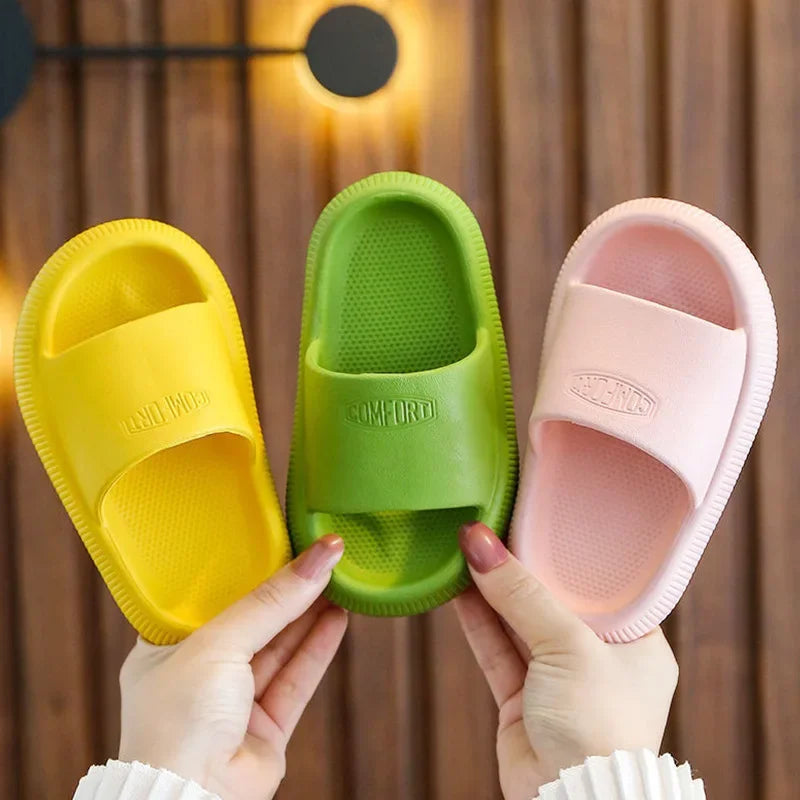 Summer Children Casual Slippers Solid Color Breathable Non-Slip Home Bathroom Beach Kids Soft Slippers Boys Girls Indoor Shoes