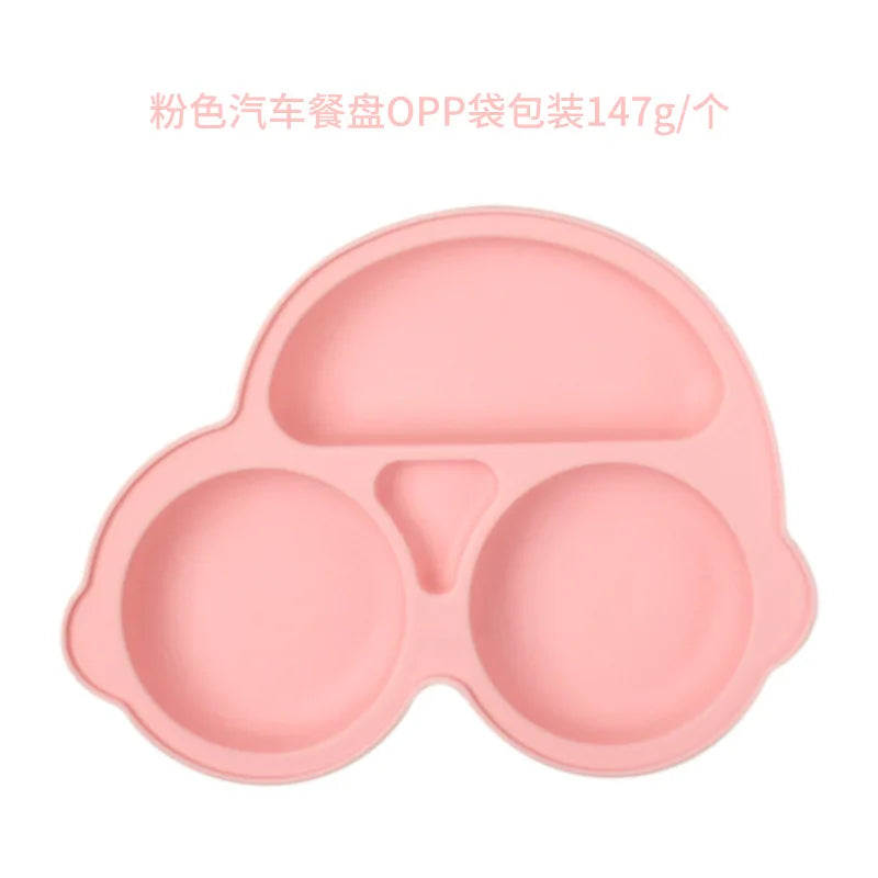 Baby Safe Silicone Dining Plate Suction Cartoon Children Dishes Feeding Toddler Training Tableware Retro Kids Smile Face Bowl