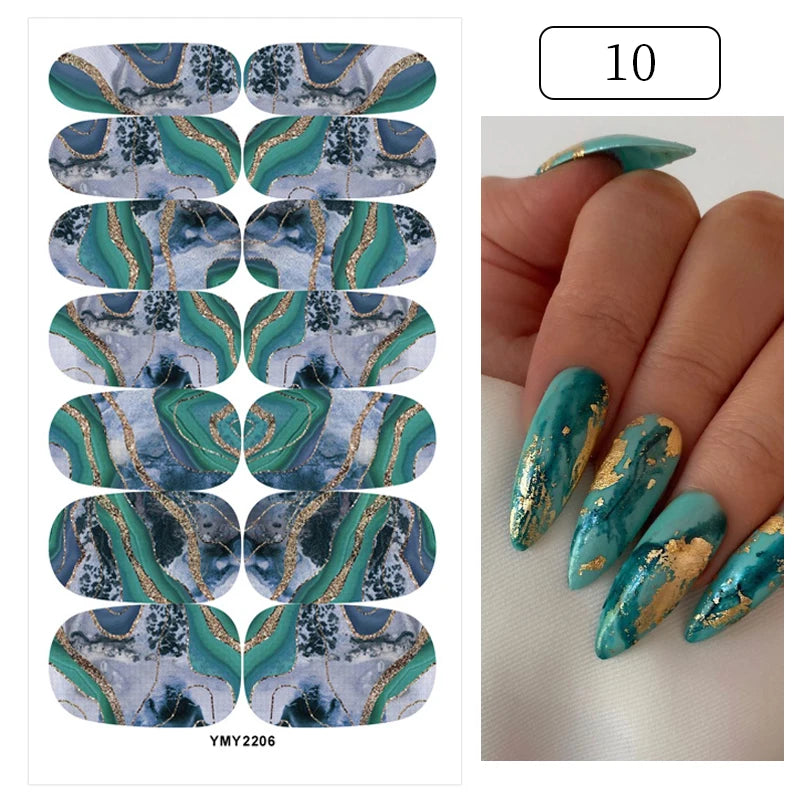 Full Cover Nail Stickers Fashion Nail Polish Nail Decoration Sparkling Glitter Self Adhesive Manicure Designer Nail Art Sticker