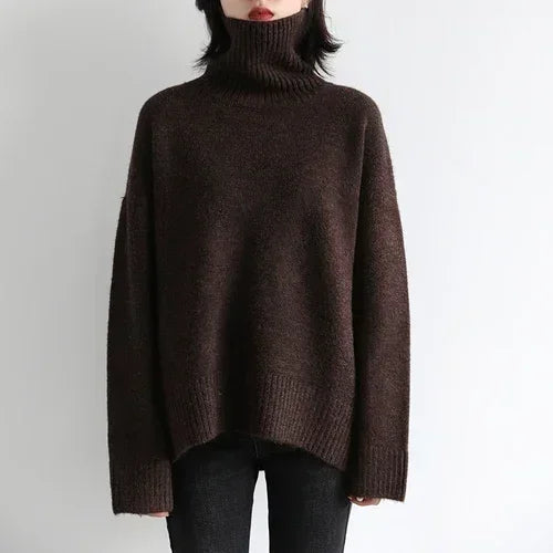 CHIC VEN Korean Women's Sweater Loose Turtleneck Sweaters Warm Solid Pullover Knitwear Basic Female Tops Autumn Winter 2022