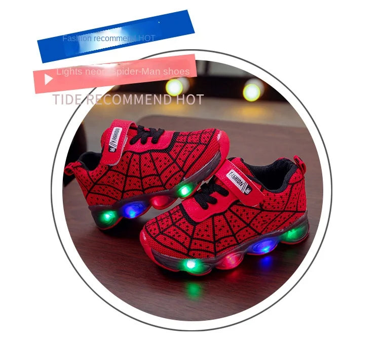 Disney Children's Sneakers Spiderman Boys Casual Shoes Spring Summer New Mesh Breathable Student Shoes Kids Anti-slip Casual Sho