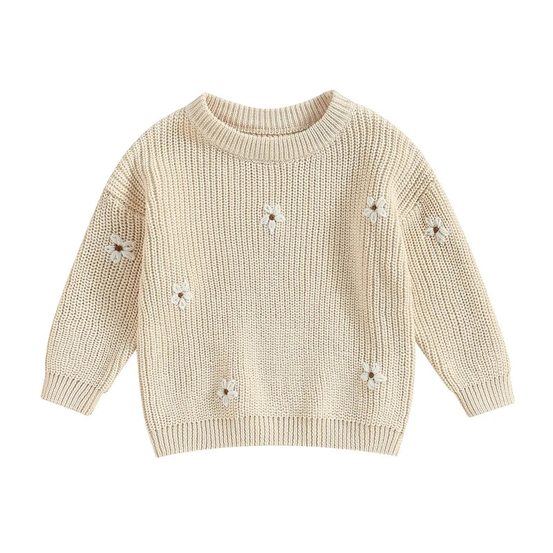 Newborn Baby Girls Winter Flower Sweater Clothes 2023 Autumn Newborn Infant Clothing Pullover Knitted Kids Sweaters