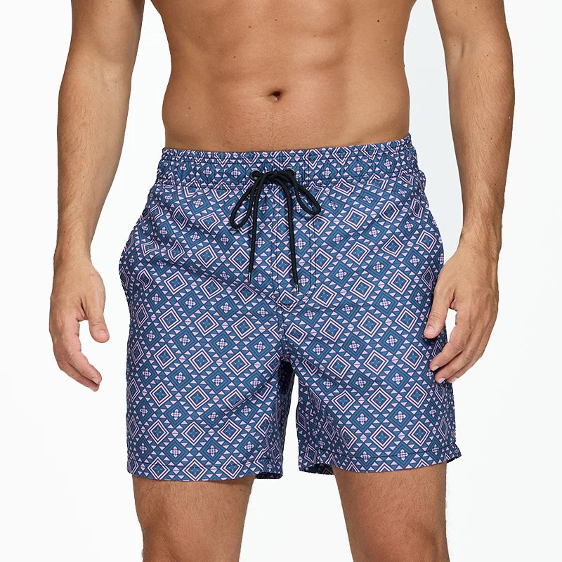 DATIFER Summer Men Beach Print Shorts Surfing Swimwear Fitness Workout Trunks Male Sportswear With Pockets Pants