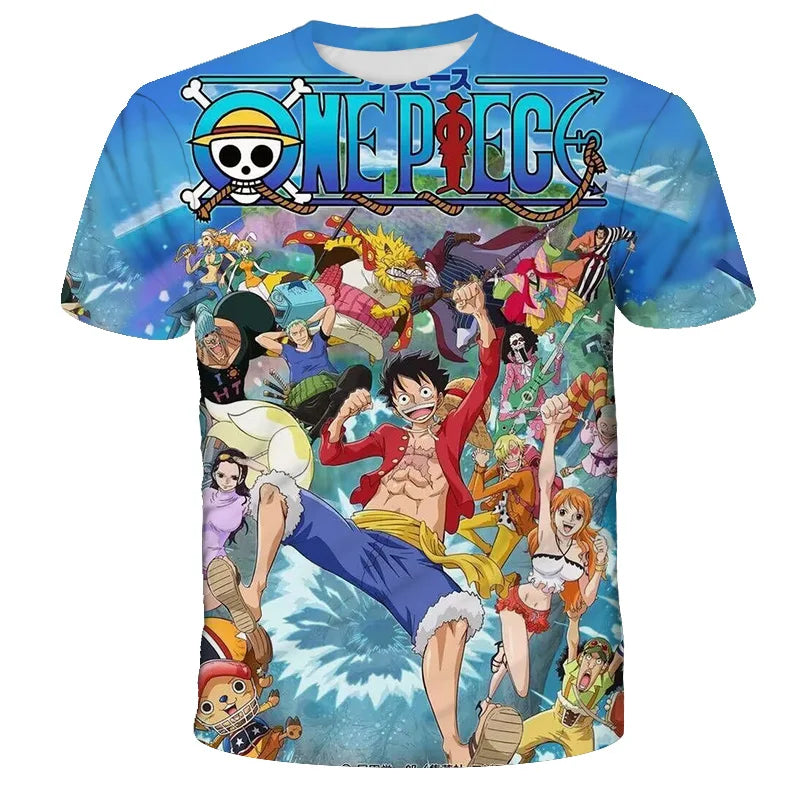 Japanese anime One Piece cartoon children's adult 3D printed top T-shirt One Piece boy cartoon cute top T-shirt