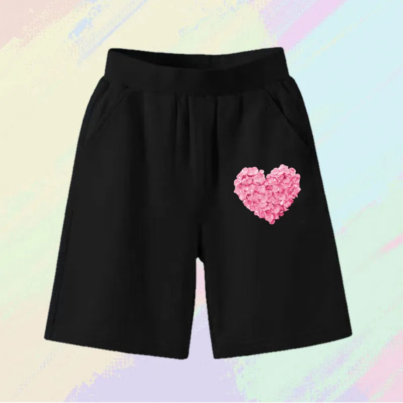 2023 Girls Summer Cat Ear Print Shorts Kids Elastic Waist Beach Short with Pocket Sports Short Pants Kids Cute Clothes 3-14y