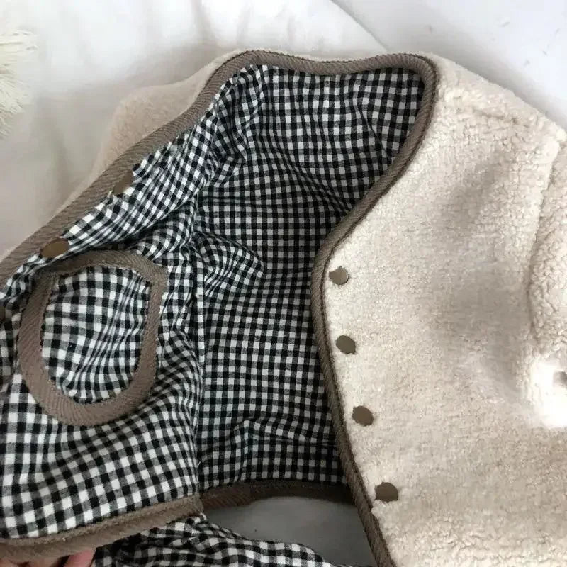 DGUKYM New Autumn and Winter Warm Jacket Children Two Sides Wear Plaid Plush Jacket Kids Jackets Winter Clothes for Girls