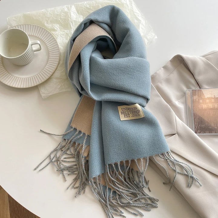 2025 New Fashion Cashmere Scarf Warm Winter for Women Korean Style Knitted Solid Color Double Sided Wraps Neckerchief