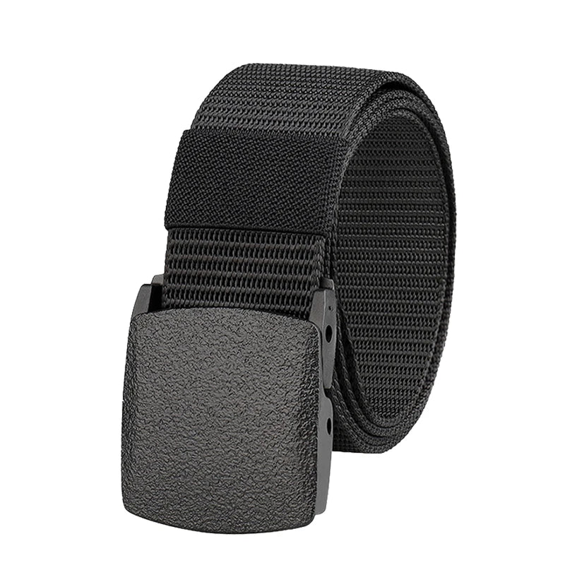 Metal Free Nylon Belt, MEN'S Tactical Woven Plastic Buckle Belt, Outdoor Versatile Perforated Canvas Nylon Belt