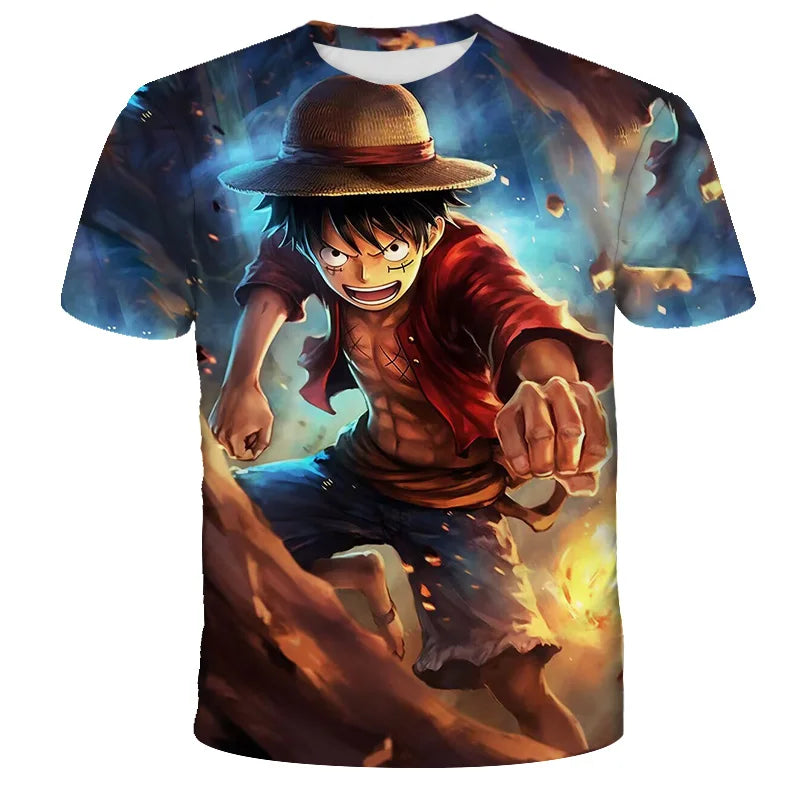 Japanese anime One Piece cartoon children's adult 3D printed top T-shirt One Piece boy cartoon cute top T-shirt