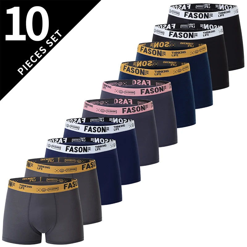 4/10 Pack Teenagers To Adults Parent-child Boyshort Simple Fashion Multi-size Shorts Men's Comfortable Underwear Elastic Waist P