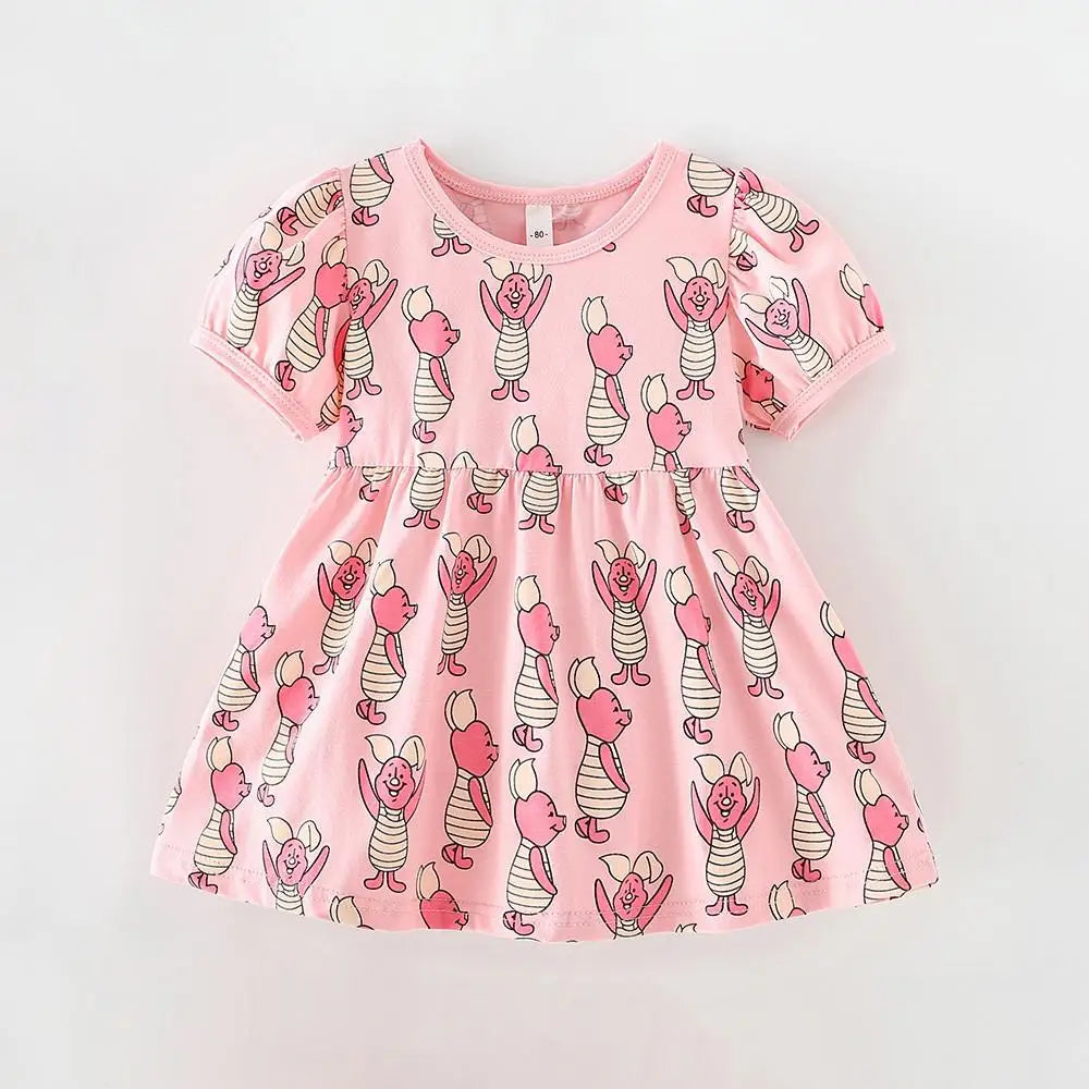 Cartoon Small Pig Baby Dress Girl Clothing Summer New Fashion Kids Dresses Short Sleeved Toddler Costume Disney Child Dress