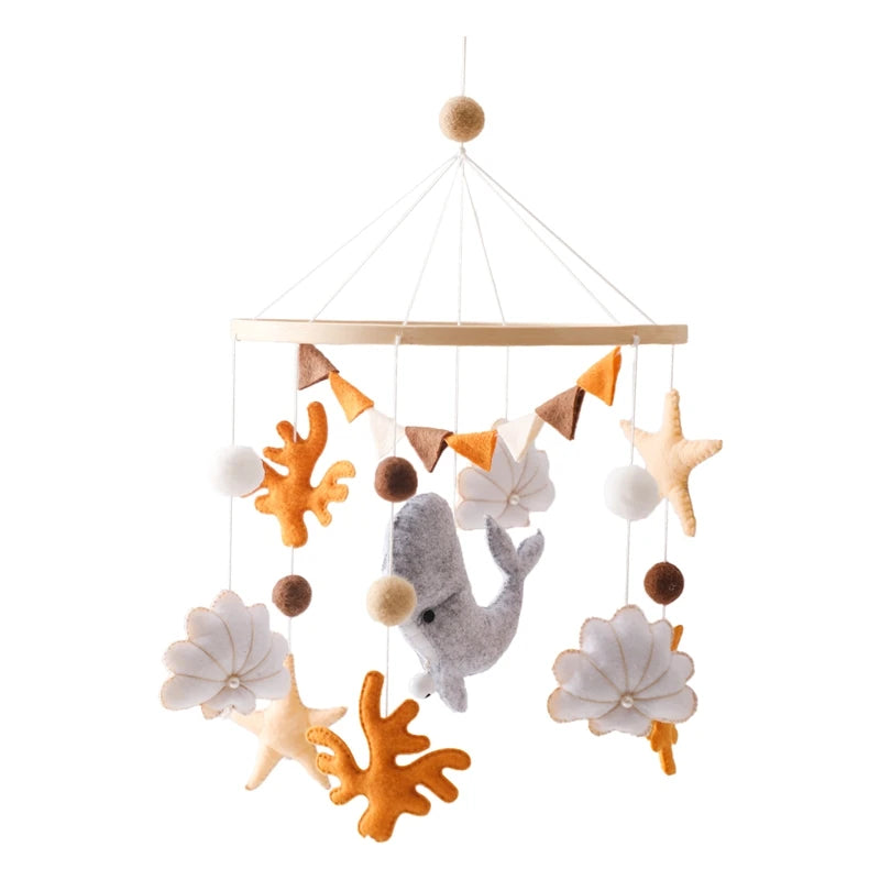 Baby Wooden Bed Bell Mobile Hanging Rattle Toys Teddy Velvet Bear Rabbit Doll Toy Newborn Music Hanger Crib Mobile Bracket Gifts