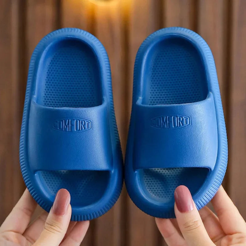 Summer Children Casual Slippers Solid Color Breathable Non-Slip Home Bathroom Beach Kids Soft Slippers Boys Girls Indoor Shoes