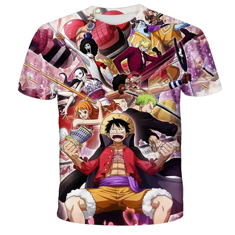 Japanese anime One Piece cartoon children's adult 3D printed top T-shirt One Piece boy cartoon cute top T-shirt