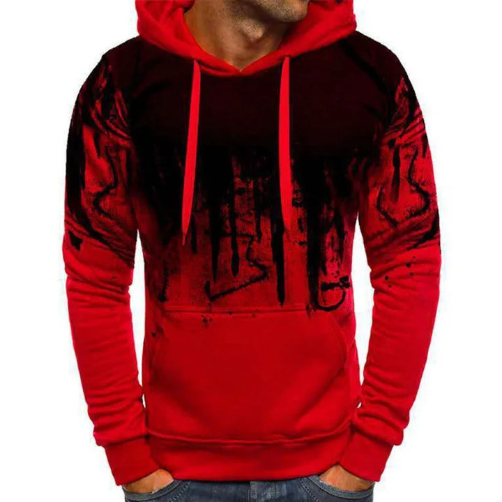 Gradient Print Men's Pullover Hooded Sweatshirt Spring Autumn Daily Fitness Sportswear Fashion Casual Hoodies Loose Clothing