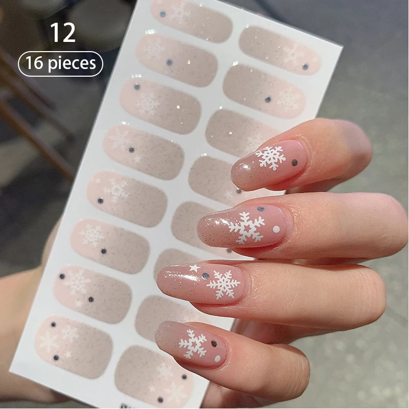 Full Cover Nail Stickers Fashion Nail Polish Nail Decoration Sparkling Glitter Self Adhesive Manicure Designer Nail Art Sticker