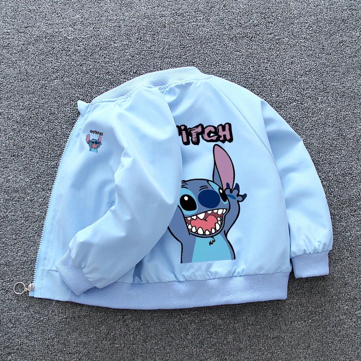 2024 Autumn Baby Girl Stitch Jacket Coat Children Boy Cartoon Lilo and Stitch Zipper Long Sleeve Windproof Kid Outerwear Costume