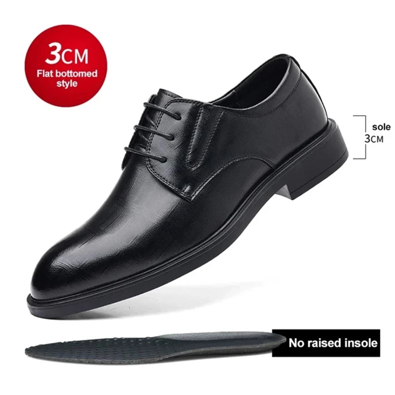 3/6/8 CM Elevator Shoes Men Dress Shoes Black Soft Leather Men Heighten Formal Shoes Casual Business Men Oxfords Suit Shoes