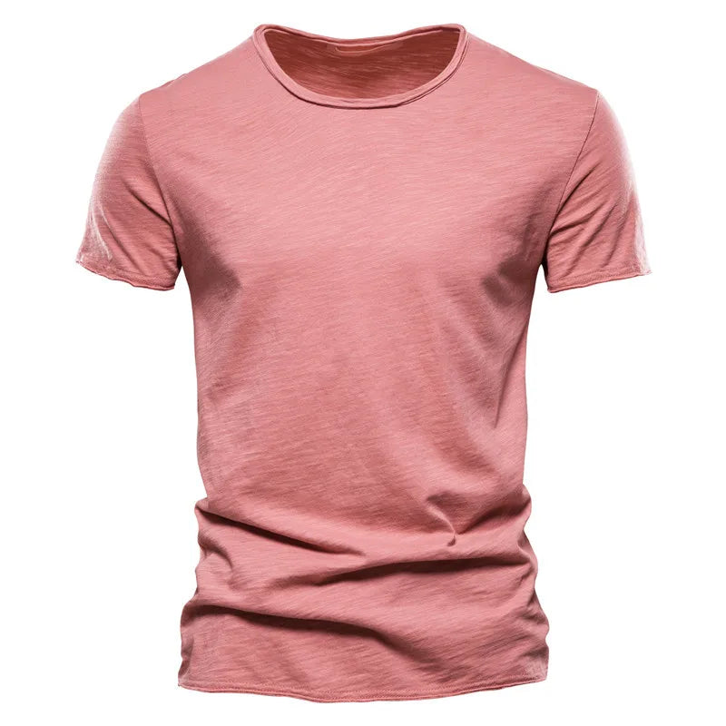 AIOPESON 100% Cotton Men T-shirt V-neck Fashion Design Slim Fit Soild T-shirts Male Tops Tees Short Sleeve T Shirt For Men