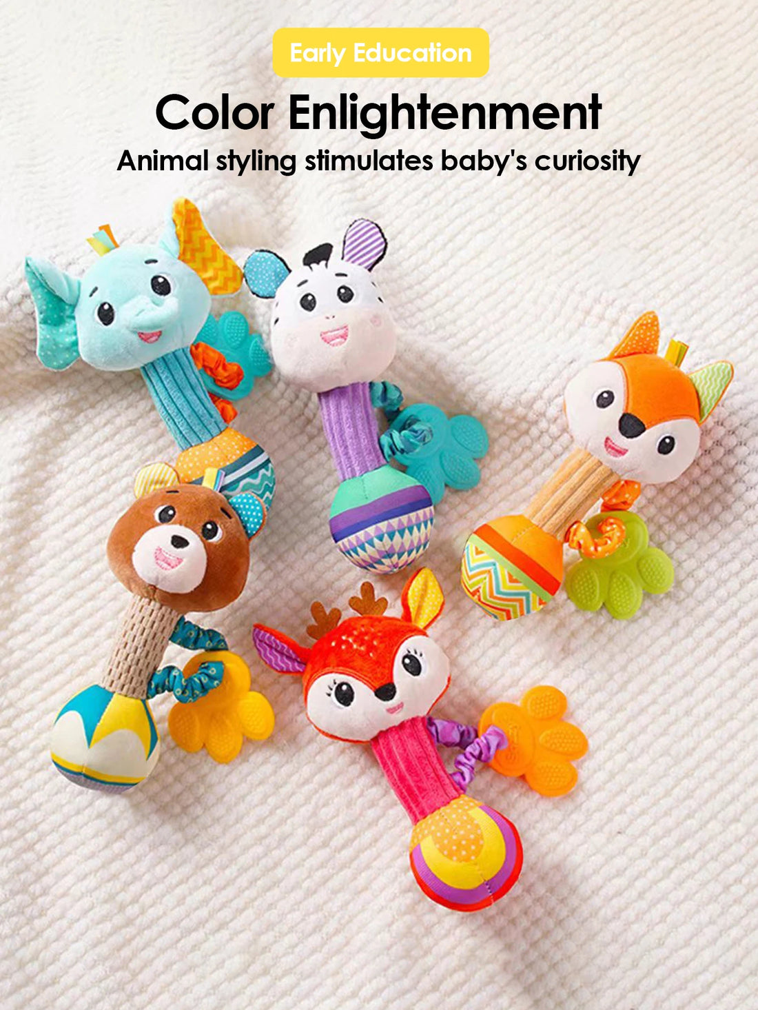 1pcs Baby Dental Gum Hand Grip Plush Doll Can Bite Practice Grasping Parent Baby Interactive Puzzle Rattle Soothing Toy