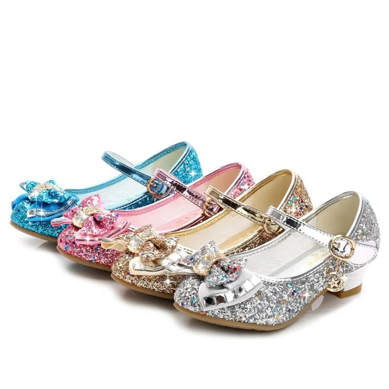 10 Colors Children Princess Sandals Kids Girls Wedding Shoes High Heels Dress Shoes Bowtie Gold Pink Blue Silver Shoes For Girls