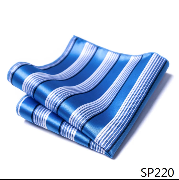 High Grade Brand Silk Kerchief Man Dark Blue Striped April Fool's Day Fit Formal Party Pocket Square Handkerchiefs Suit Hanky