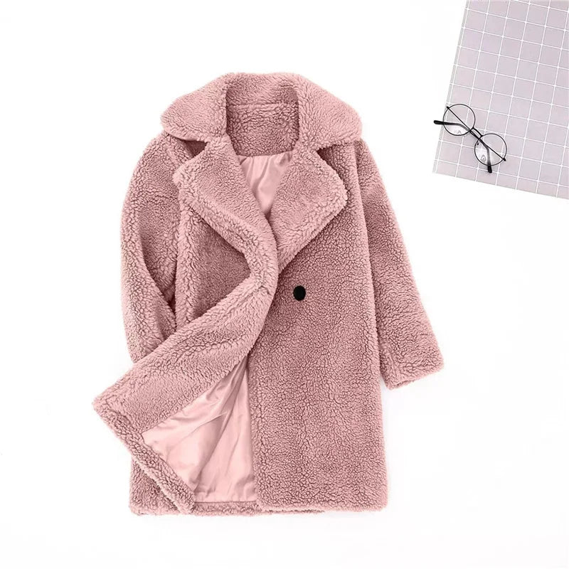 Warm Lamb's Wool Jackets For Girls Boys Winter Fleece Outerwear Autumn Children Fashion Single-Breasted Coats Big Kids Clothes