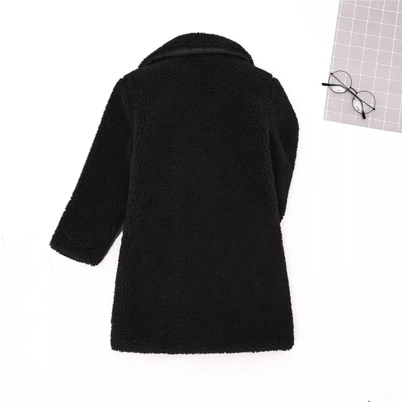 Warm Lamb's Wool Jackets For Girls Boys Winter Fleece Outerwear Autumn Children Fashion Single-Breasted Coats Big Kids Clothes