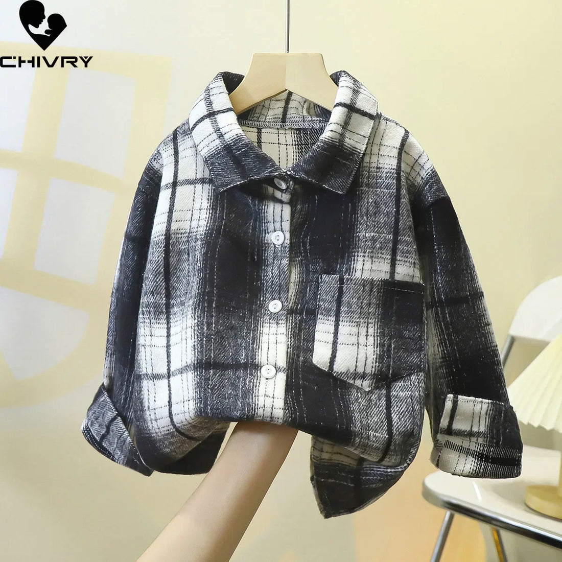 Boys Classic Plaid Striped Shirts Coat New 2024 Spring Autumn Vintage Kids Baby Long Sleeve Lapel Casual Shirt Tops Clothing