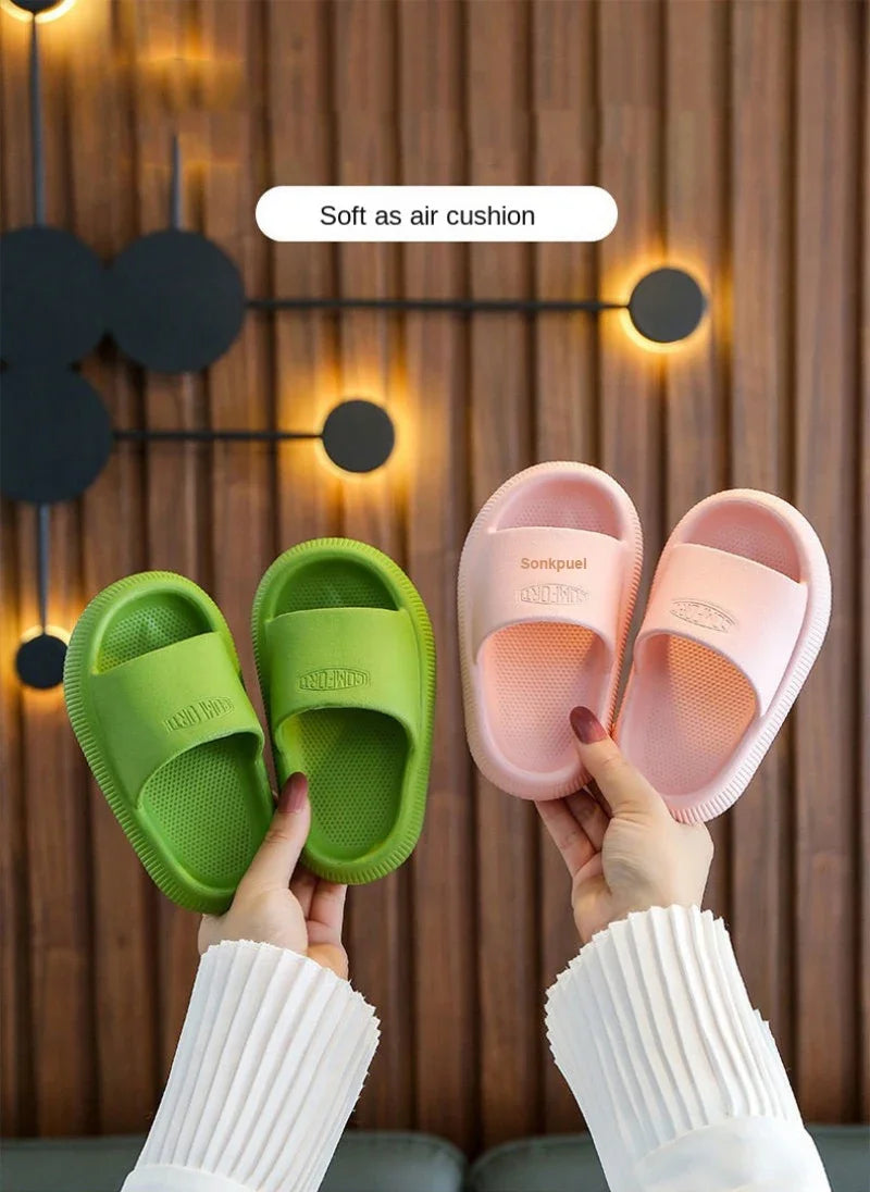 Summer Children Casual Slippers Solid Color Breathable Non-Slip Home Bathroom Beach Kids Soft Slippers Boys Girls Indoor Shoes