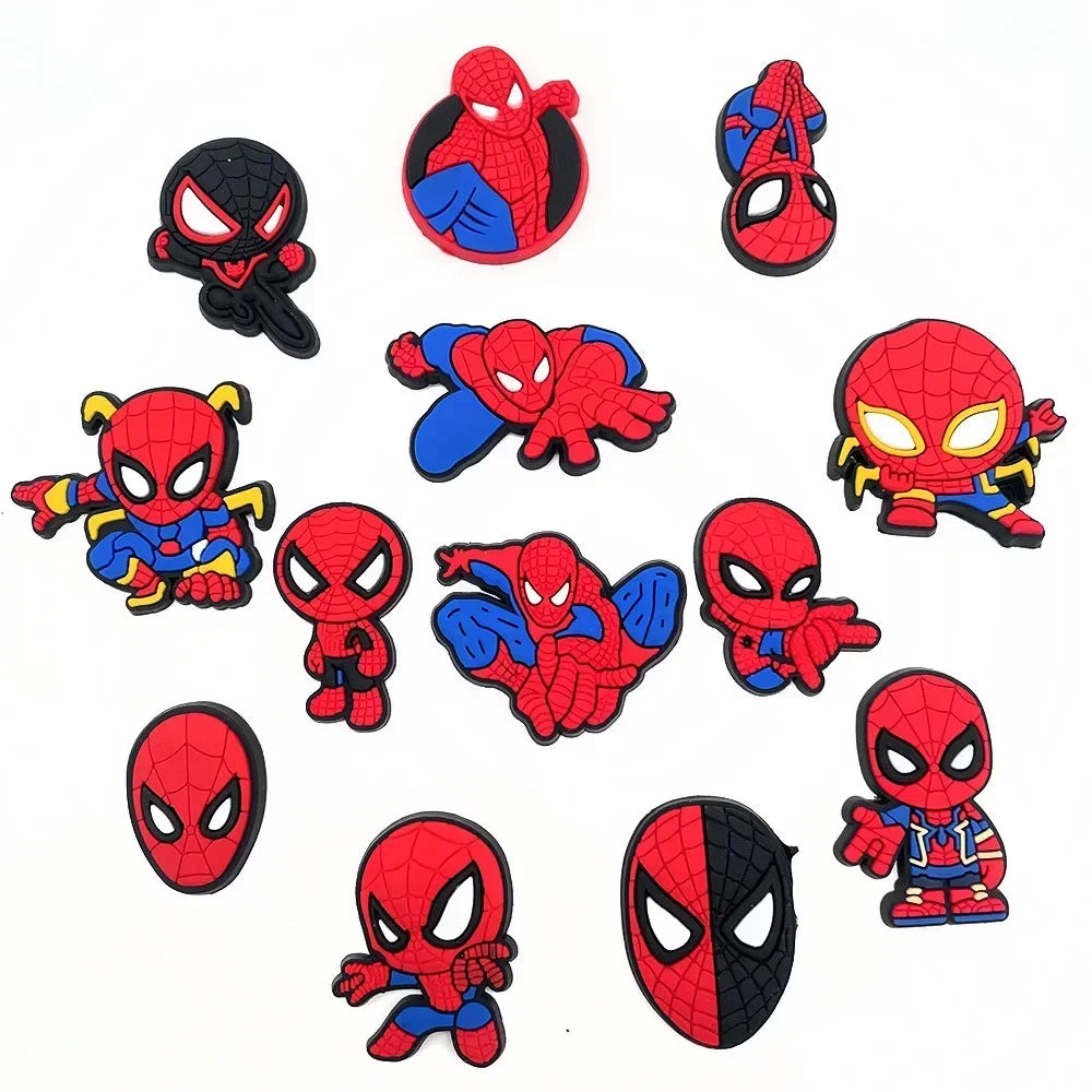 13Pcs/set Marvel Super Hero Shoe Charms Spiderman PVC shoe Accessories Fit shoe Clogs Cartoon Sandals Decorate boys Party Gift