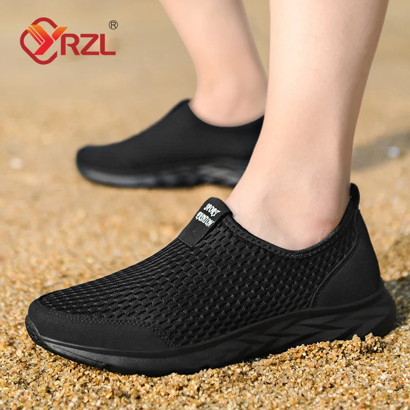 YRZL Men's Sneakers Breathable Mesh Men Casual Shoes Outdoor Non-Slip Big Size Loafers Walking Lightweight Male Tennis shoes