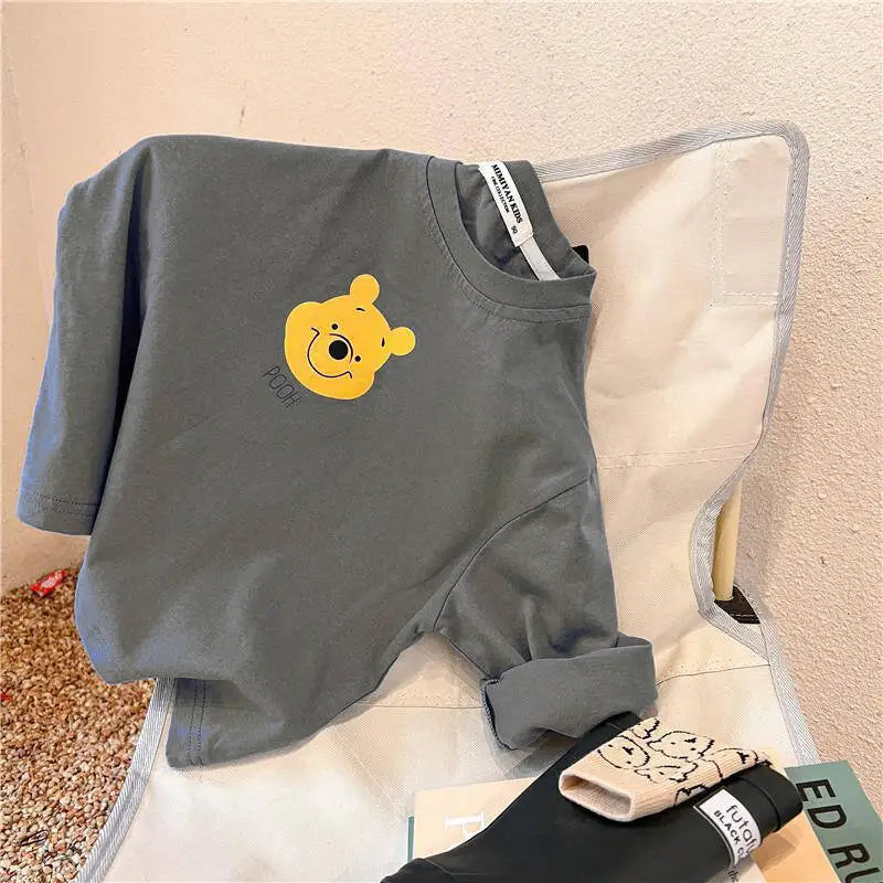 Cartoon Mickey Children's Long Sleeved T-shirt Spring Autumn Fashion Baby Base Shirt Tops Crewneck Loose Kids Blouse Clothes