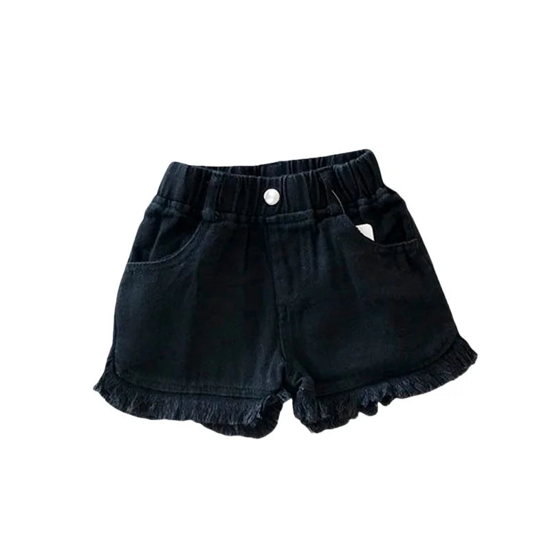 MILANCEL Girls Shorts Summer Kids Clothes Ruffle Trousers Elastic Waist Solid Cotton