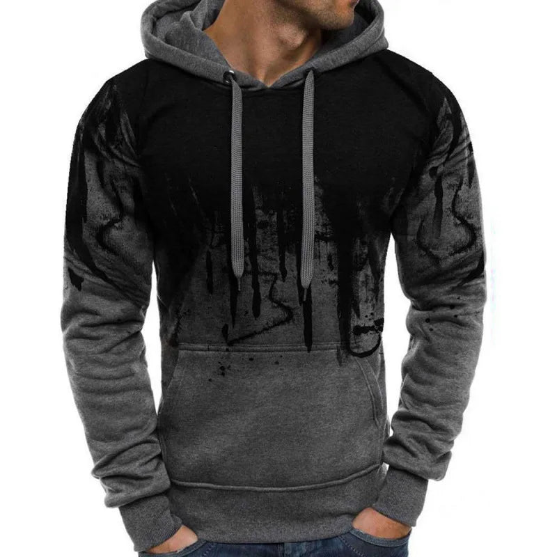 Gradient Print Men's Pullover Hooded Sweatshirt Spring Autumn Daily Fitness Sportswear Fashion Casual Hoodies Loose Clothing