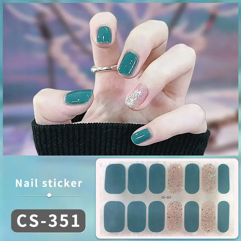 Full Cover Nail Stickers Fashion Nail Polish Nail Decoration Sparkling Glitter Self Adhesive Manicure Designer Nail Art Sticker