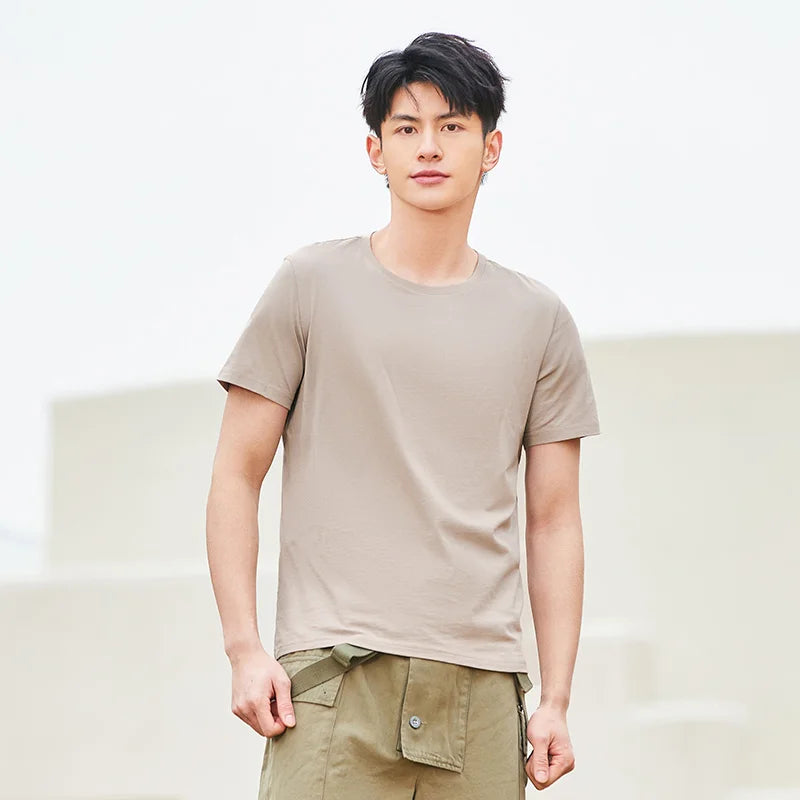 Semir Summer Cotton T Shirts Men 2024 Simple O Neck Stretch Solid New Tops Clothing Casual Tshirt Man Streetwear Cool Tee Shirts