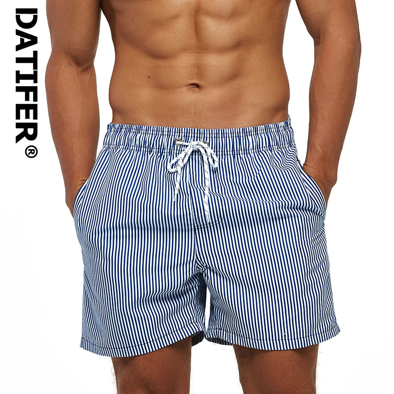 DATIFER Summer Men Beach Print Shorts Surfing Swimwear Fitness Workout Trunks Male Sportswear With Pockets Pants