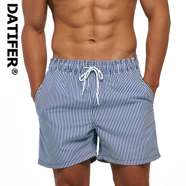 DATIFER Summer Men Beach Print Shorts Surfing Swimwear Fitness Workout Trunks Male Sportswear With Pockets Pants