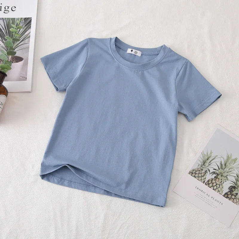 2-7T Toddler Kid Baby Boys Girls Clothes Summer Top Short Sleeve Cotton T Shirt Loose Infant Basic Tee Childrens Tshirt Outfits