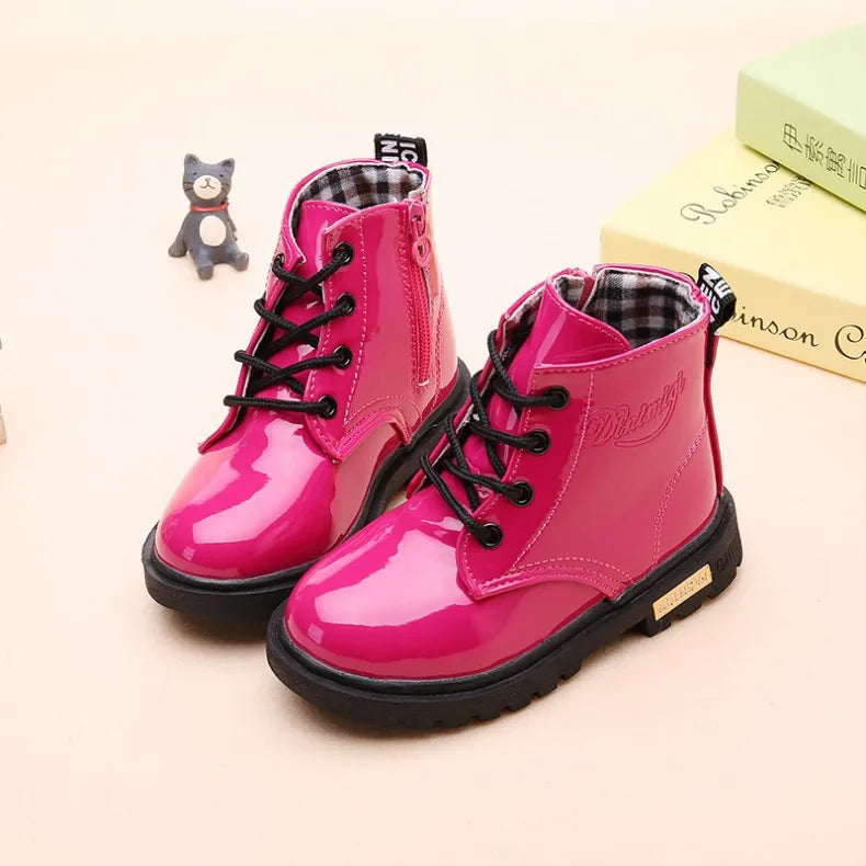 Kids Girls Boys Boots Non-slip Wear-resistant Soft Bottom Children Boys Girls Shoes Handsome Fashion Kids Warm Shoes